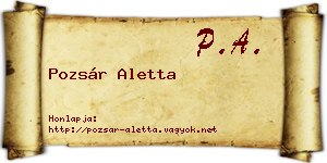 Pozsár Aletta névjegykártya